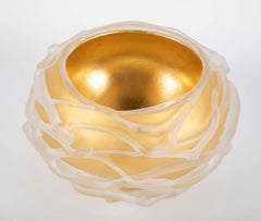 Blown Frosted & Gilt Glaze Glass Vase by Molly Stone from her "Tornado Series"