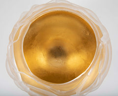 Blown Frosted & Gilt Glaze Glass Vase by Molly Stone from her "Tornado Series"