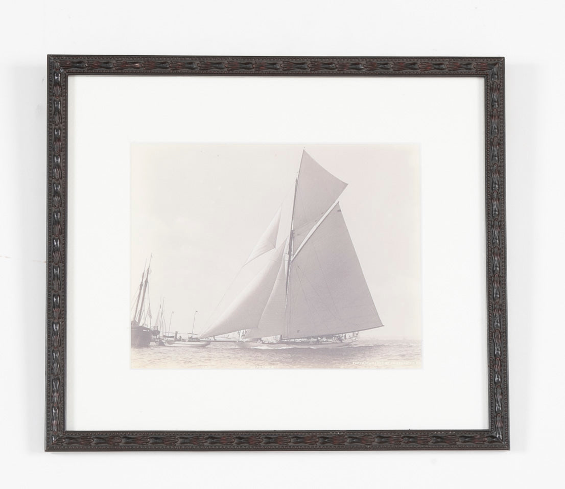 Rare 1895 Albumen Photograph by J. S. Johnston of America's Cup Yacht "Defender"