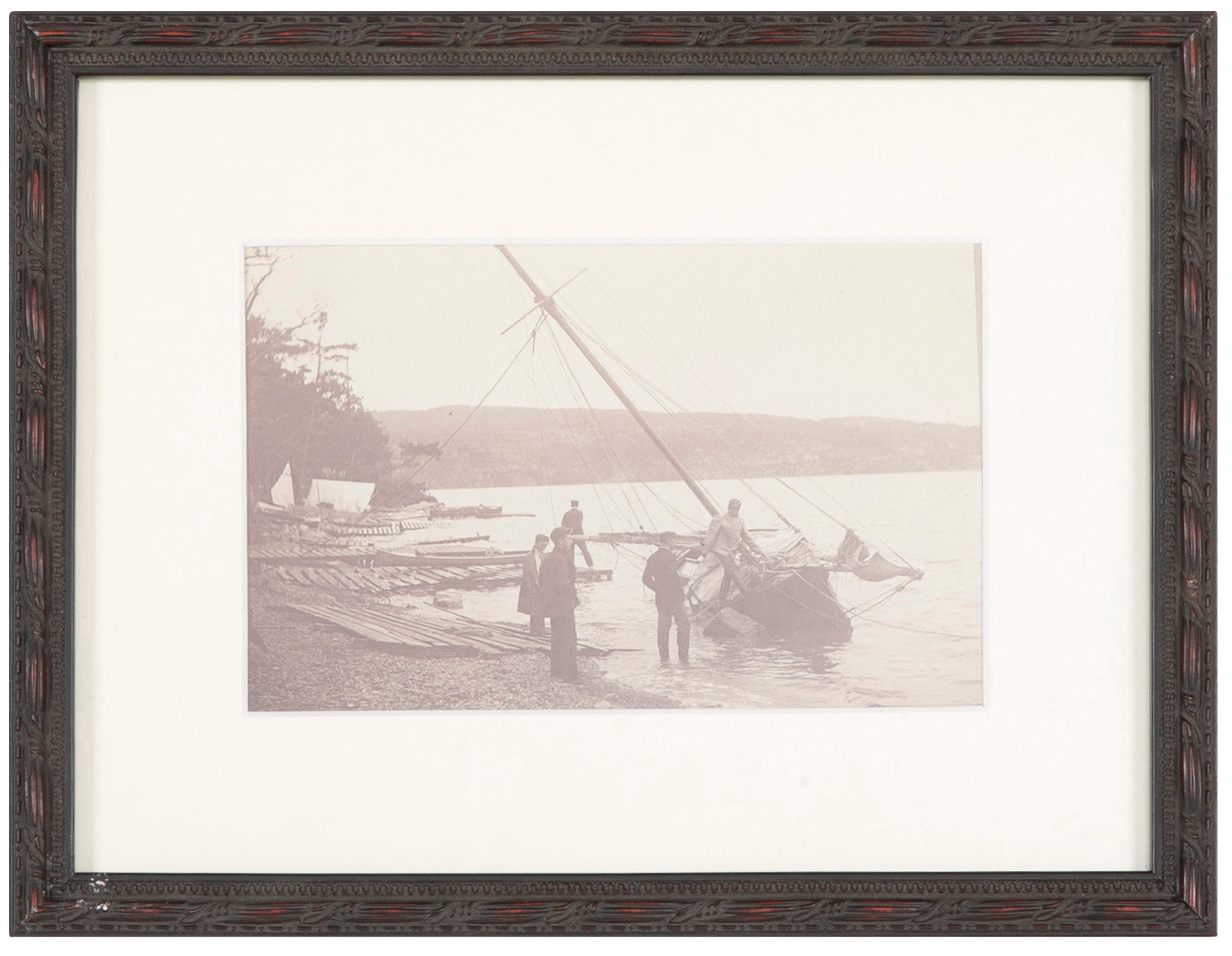 Antique Yachting Photograph "Ashore on Lake Champlain"