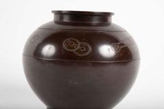 Japanese Bronze Vase with Silver Coin Inlay