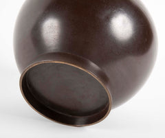 Japanese Bronze Vase with Silver Coin Inlay