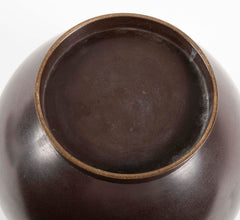 Japanese Bronze Vase with Silver Coin Inlay