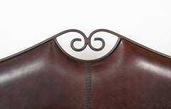 French Wrought Iron and Leather Upholstered Settee