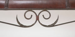 French Wrought Iron and Leather Upholstered Settee