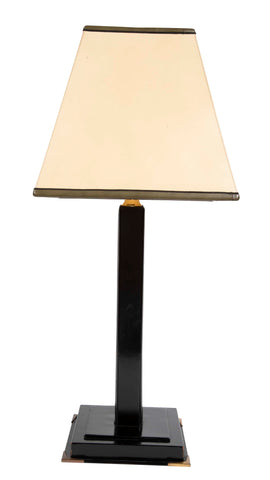 Modern Table Lamp with Black Leather Covered Column