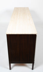 Paul McCobb Travertine Top and Renewed Cane Credenza