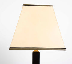 Modern Table Lamp with Black Leather Covered Column