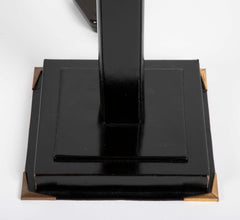 Modern Table Lamp with Black Leather Covered Column