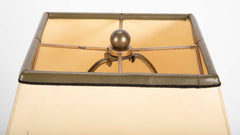 Modern Table Lamp with Black Leather Covered Column