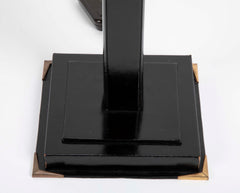 Modern Table Lamp with Black Leather Covered Column