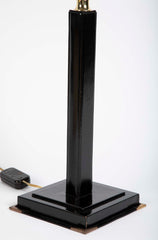 Modern Table Lamp with Black Leather Covered Column