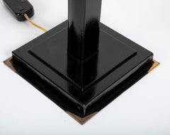 Modern Table Lamp with Black Leather Covered Column