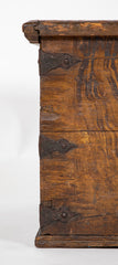 A Faux Grain Pine & Hand Wrought Metal Trunk Marked 1778