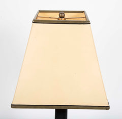 Modern Table Lamp with Black Leather Covered Column