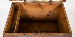 A Faux Grain Pine & Hand Wrought Metal Trunk Marked 1778