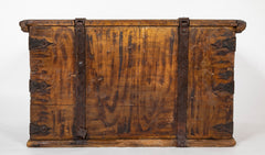 A Faux Grain Pine & Hand Wrought Metal Trunk Marked 1778