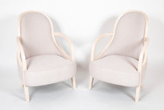 Pair of Cream Lacquered Frame Fauteuils