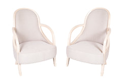 Pair of Cream Lacquered Frame Fauteuils