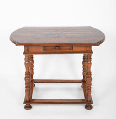 Very Early 18th Century Continental Walnut Marquetry Border Side Table