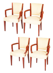 Set of 4 Red Lacquered Dining Chairs by Eugene Printz