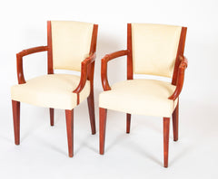 Set of 4 Red Lacquered Dining Chairs by Eugene Printz