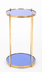 Mid-Century Italian Round Side Table with Blue Glass Top and Base