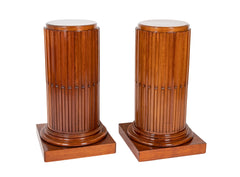 A Pair of Jacob Mahogany Circular Fluted Pedestals