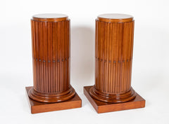 A Pair of Jacob Mahogany Circular Fluted Pedestals