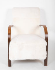 Pair of Fritz Hansen Bentwood Armchairs Upholstered in Lambswool