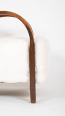 Pair of Fritz Hansen Bentwood Armchairs Upholstered in Lambswool