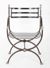 Pair of French 20th Century Maison Jansen Black Painted Iron Armchairs