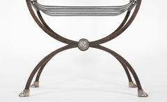 Pair of French 20th Century Maison Jansen Black Painted Iron Armchairs