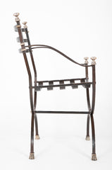 Pair of French 20th Century Maison Jansen Black Painted Iron Armchairs