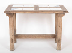 Pair of French Arts & Crafts Tile Inlaid Oak Tables