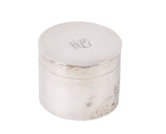A Round English Silver Box with Engraved Initials