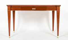 Jacques Quinet Leather Top Sapele Wood Desk with Bronze Accents