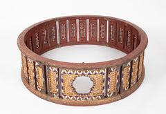 19th Burmese Inlaid Mosaic Round Glass Topped Coffee Table