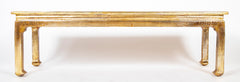 Max Kuehne Carved and Incised Wood Low Table with Gilt & Polycrhome Gessoed Top