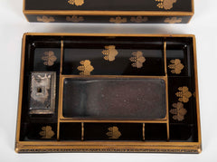 Black Lacquer Japanese Ink Stone Box in Presentation Case