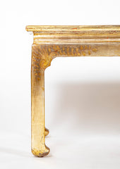 Max Kuehne Carved and Incised Wood Low Table with Gilt & Polycrhome Gessoed Top