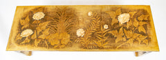 Max Kuehne Carved and Incised Wood Low Table with Gilt & Polycrhome Gessoed Top
