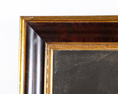 A Large American Pier Mirror with Mahogany & Gilt Ogee Frame and Old Mercury Plate