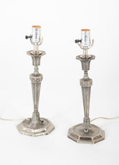 Pair of Gorham Adams Style Candlestick Lamps
