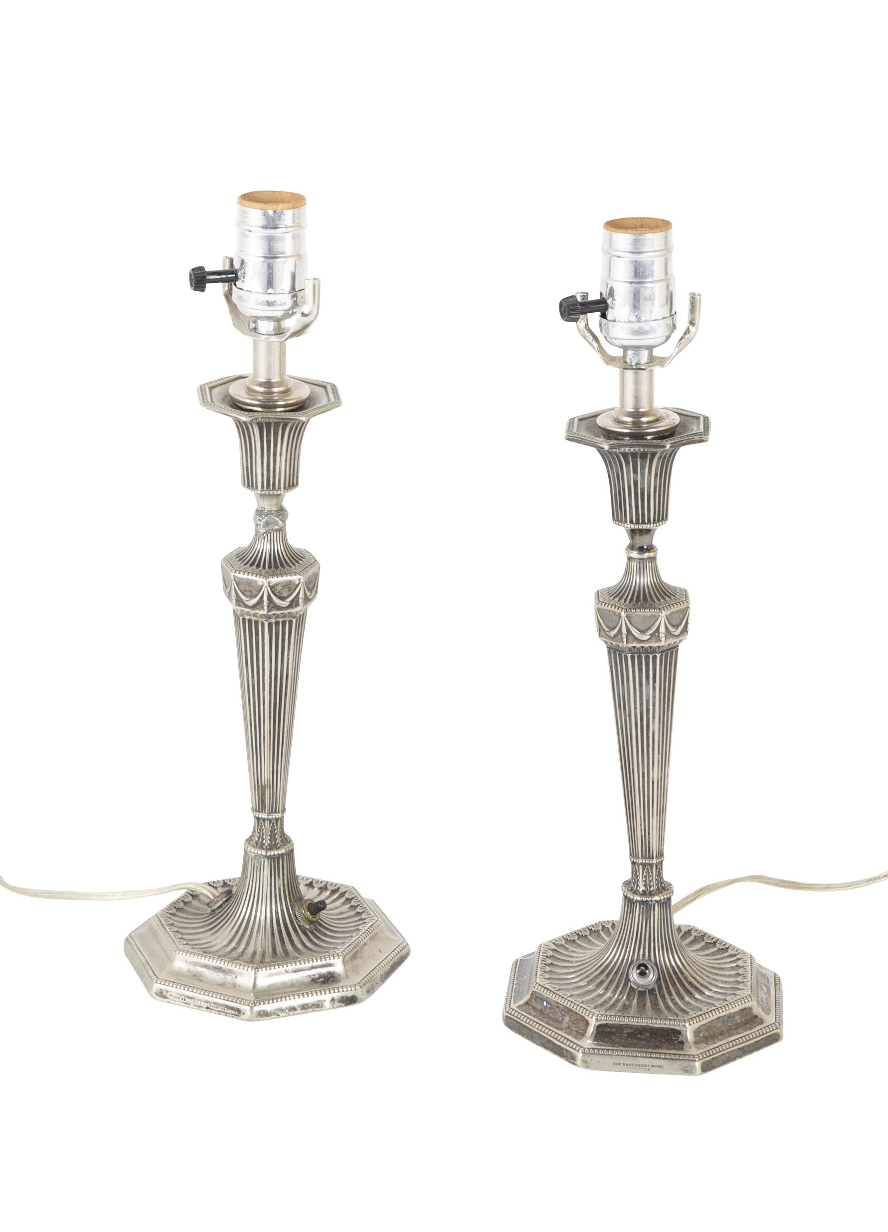 Pair of Gorham Adams Style Candlestick Lamps