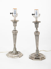 Pair of Gorham Adams Style Candlestick Lamps