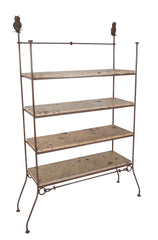 Diego Giacometti Style Wrought Iron and Stone Book Shelves