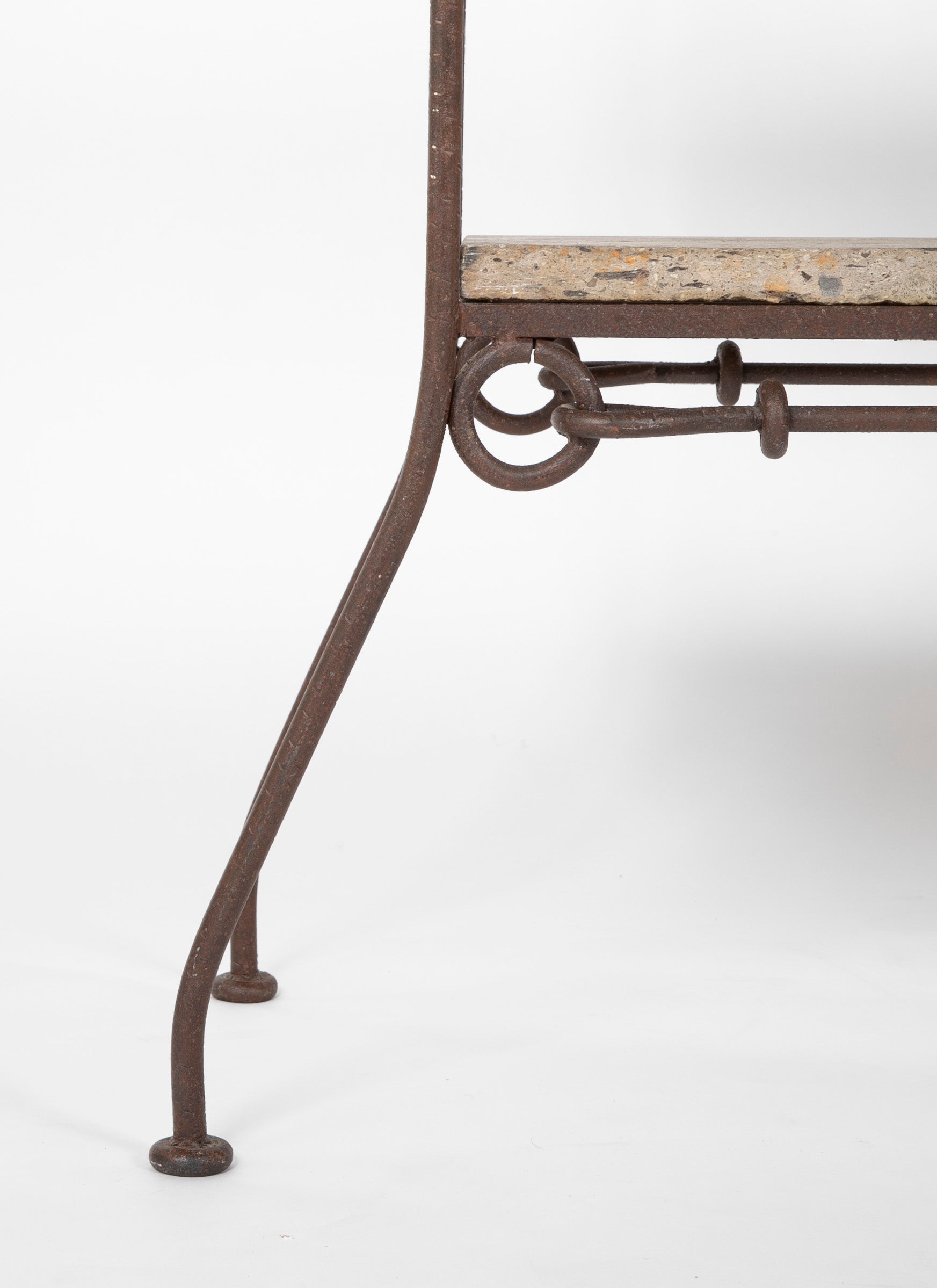 Diego Giacometti Style Wrought Iron and Stone Book Shelves