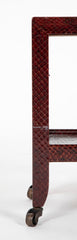 A Karl Springer Snake Skin Occasional 2 Tier Table on Wheels