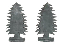 Unique Pair of Vintage Evergreen Tree Form Puddle Cast Iron Andirons